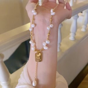 Bohemian Keshi Pearl Jewelry Collection - Gold Vermeil Pearl Necklace, Bracelet & Flower Ring for Women