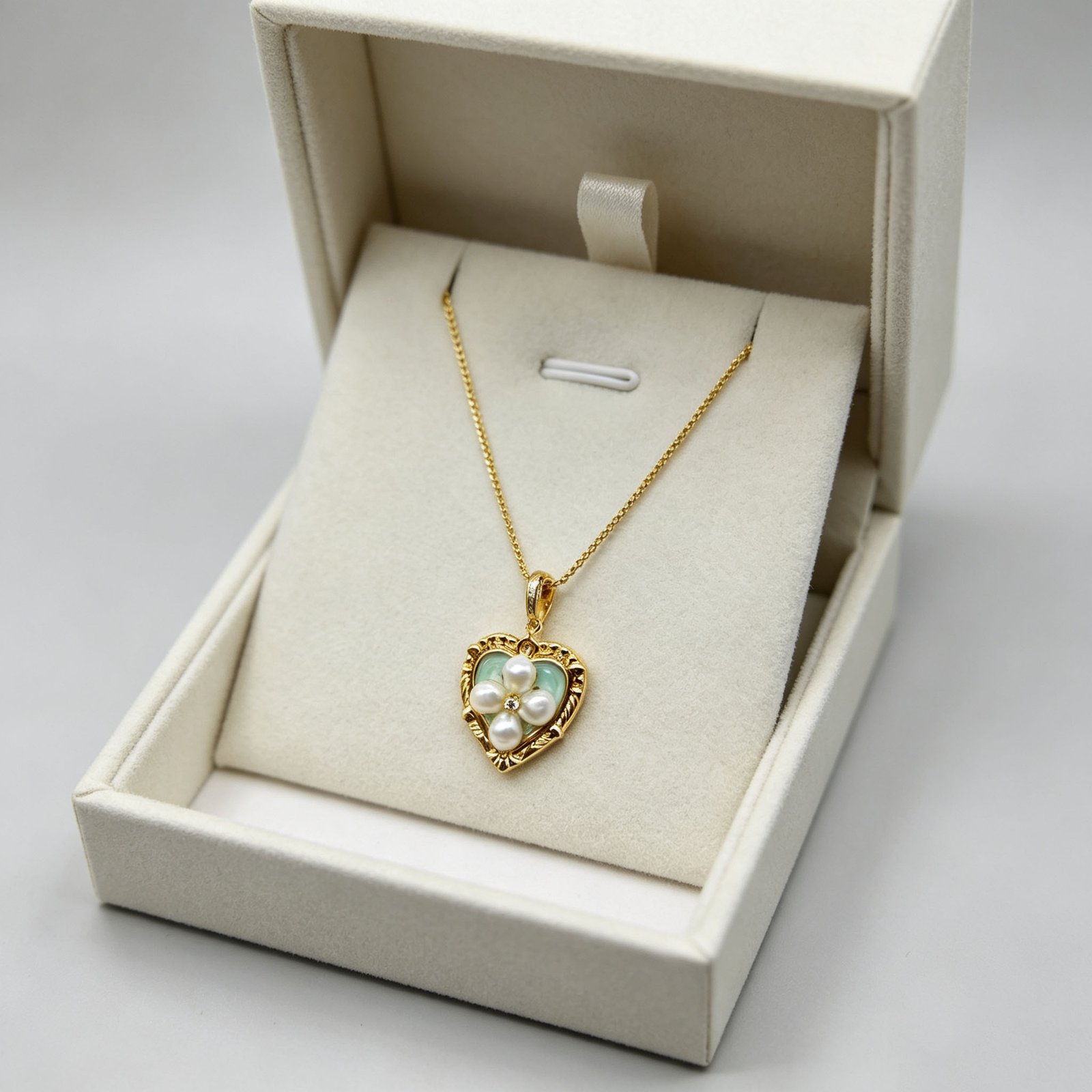 Vintage Enamel Flower Jewelry Set - 18K Gold Plated Baroque Pearl Necklace, Ring & Drop Earrings