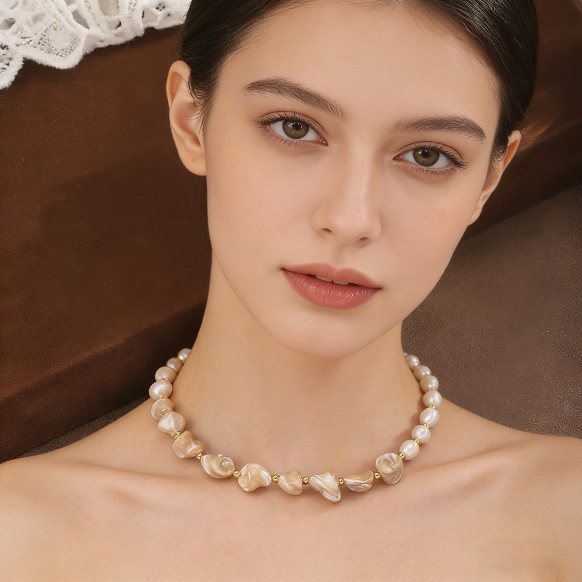 Baroque Pearl Choker Necklace | 18K Gold Plated Asymmetrical Freshwater Pearl Statement Jewelry