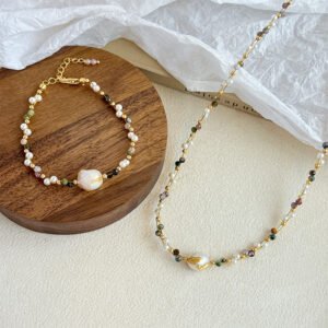 Dainty Multicolor Gemstone & Pearl Stacking Set | Boho Gold Jewelry