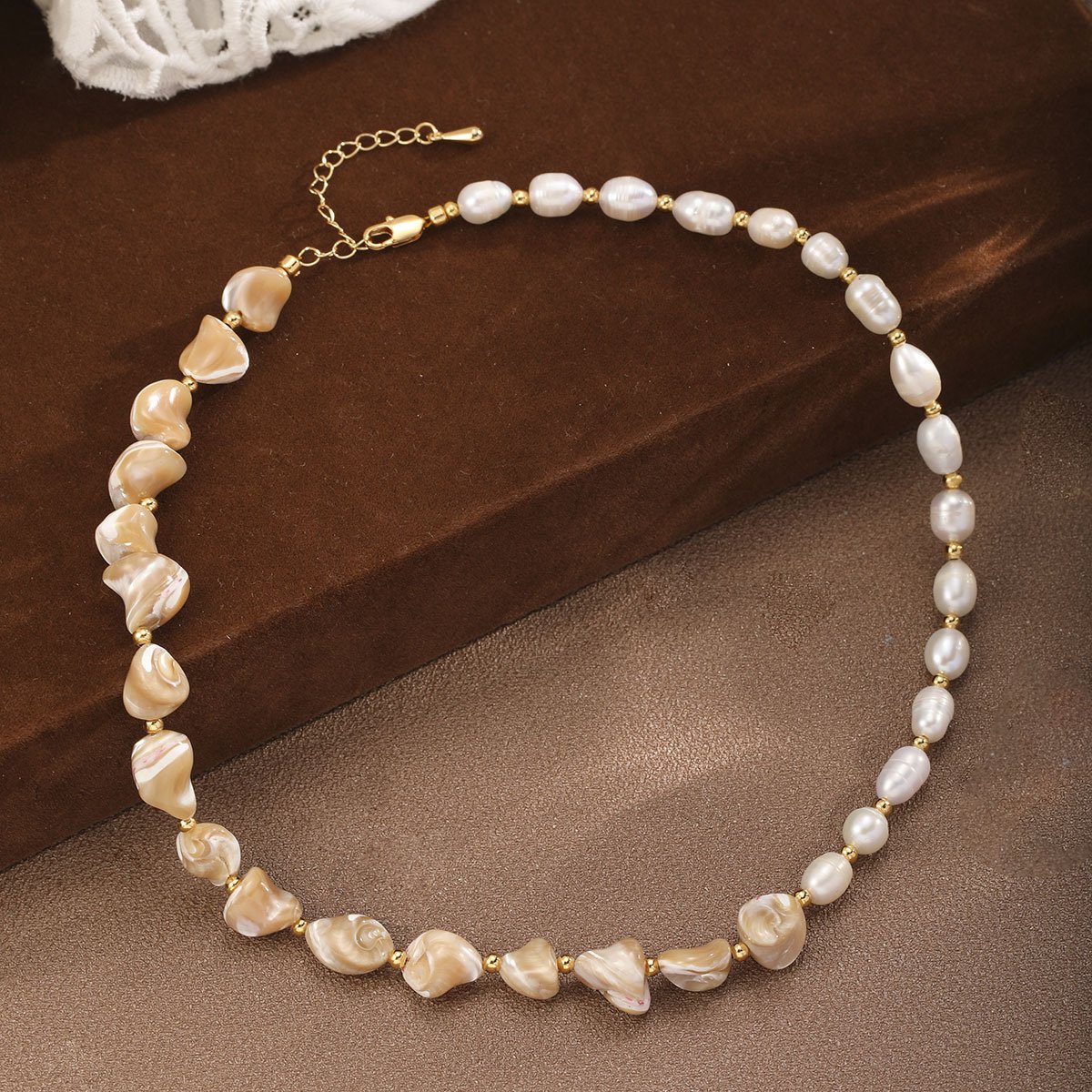 Baroque Pearl Choker Necklace | 18K Gold Plated Asymmetrical Freshwater Pearl Statement Jewelry - Image 2