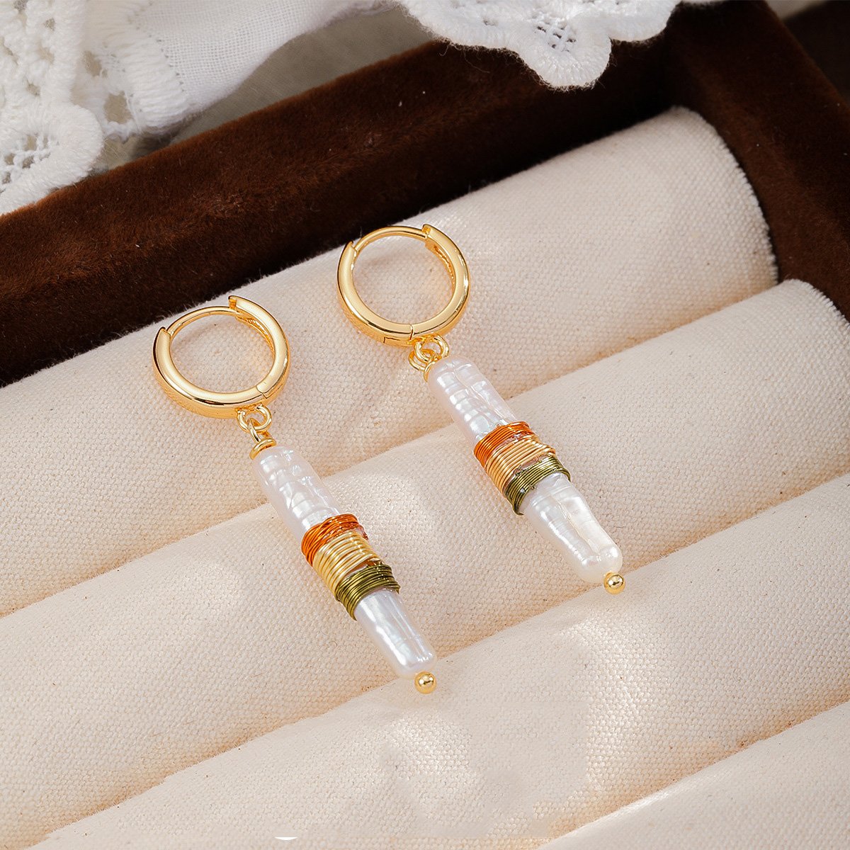 Boho Mix-and-Match Stone Huggie Earrings Set | 18K Gold Plated Turquoise & Crystal Drop Hoops - Image 2