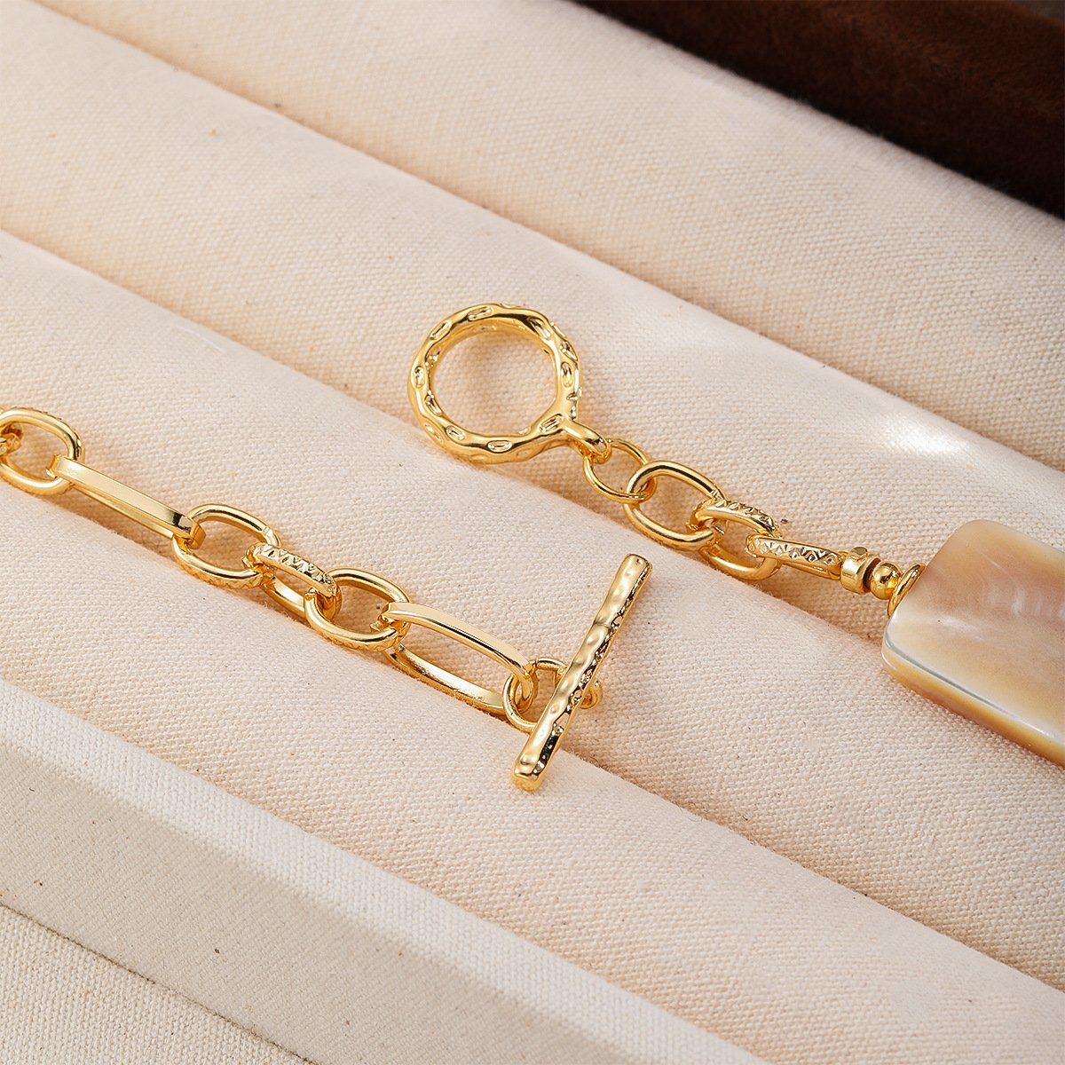 Vintage Cameo & Shell Beaded Jewelry Set | 18K Gold Plated Necklace & Bracelet - Image 3