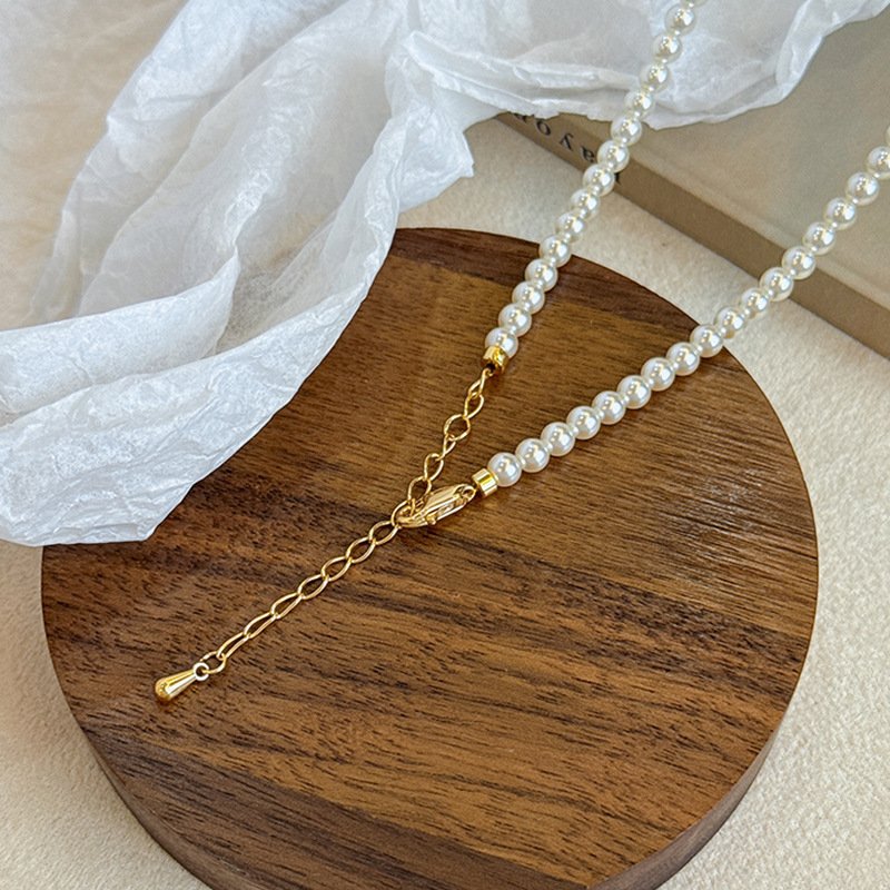 Ocean Star Enamel Pearl Jewelry Set | Gold-Plated Necklace & Stud Earrings - Image 4