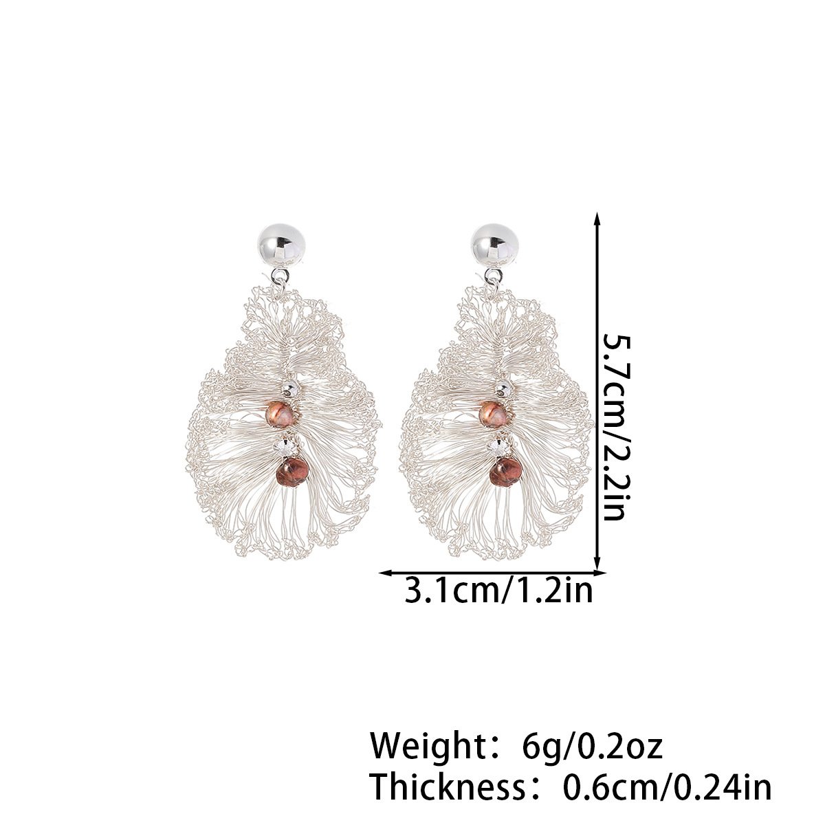 Handmade Crocheted Leaf-Shaped Tassel Earrings | 18K Gold Plated Statement Jewelry - Image 6