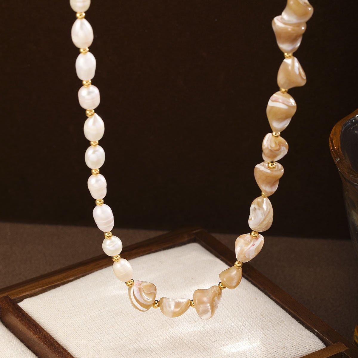 Baroque Pearl Choker Necklace | 18K Gold Plated Asymmetrical Freshwater Pearl Statement Jewelry - Image 4